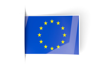 Square label with flag of european union