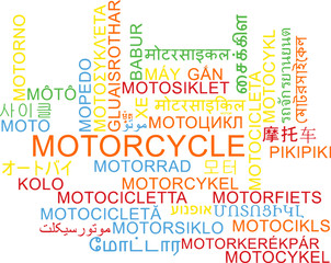 Motorcycle multilanguage wordcloud background concept