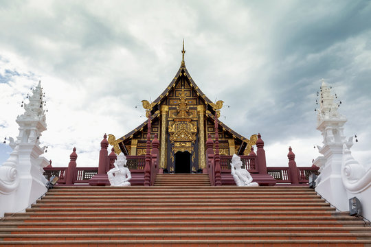 Lanna Thai Architect building at the public park in Chiangmai, Thailand