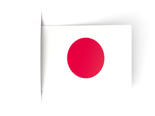 Square label with flag of japan