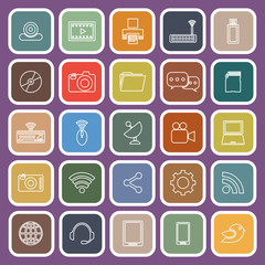 Hi-tech line flat icons on violet background