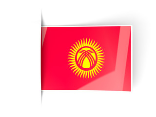 Square label with flag of kyrgyzstan