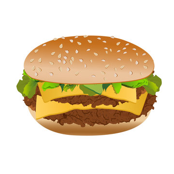 Cheeseburger, isolated on white background, vector
