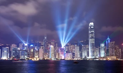 Tuinposter Symphony of Lights-show in Hong Kong © ymgerman