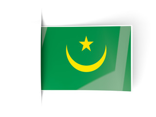 Square label with flag of mauritania