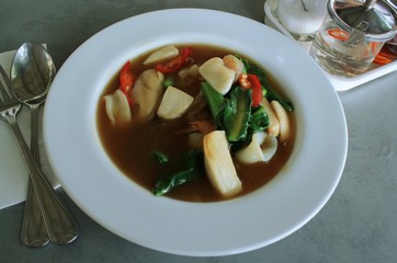 Seafood and Noodles in a Creamy Sauce