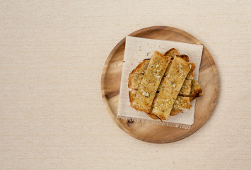 Herbs garlic bread with space on canvas background