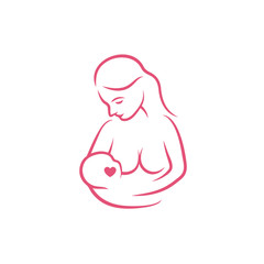Breast feeding vector sign.