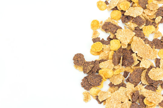 Close up cereal on white background, Copy space