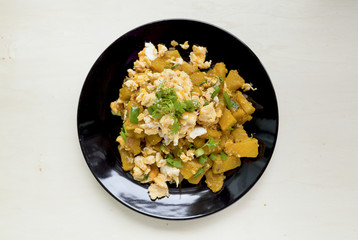 Thai style Fried pumpkin with egg