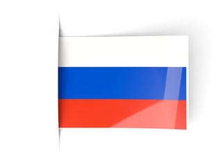 Square label with flag of russia