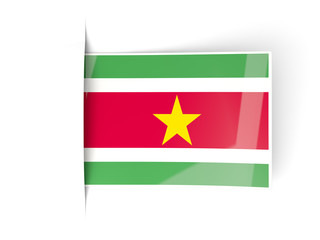 Square label with flag of suriname