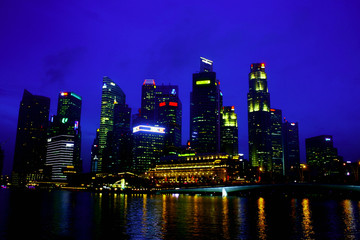  City by Night, Singapore Urban Landscape, Singapore City Cityscape and Skyline