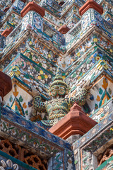 Deatail of the Main Pagoda at Wat Arun - the Temple of Dawn in Bangkok, Thaialand