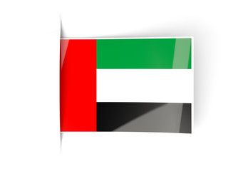 Square label with flag of united arab emirates