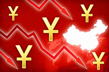 Obraz premium Chinese yuan crisis in China - concept news background