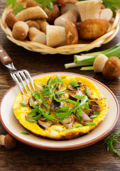 Omelette (frittata) with wild mushrooms.