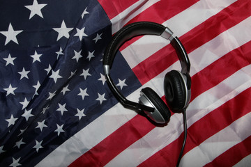 Earphones on American Flag