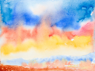 sky and sea 'watercolor painted