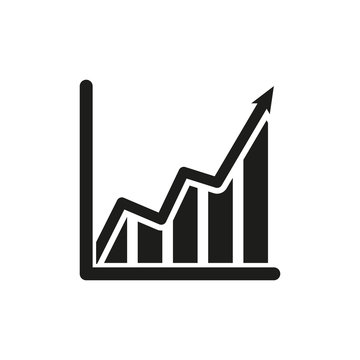 The growing graph icon. Growth and up symbol. Flat