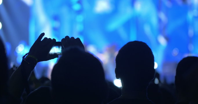 People takes photos on night concert