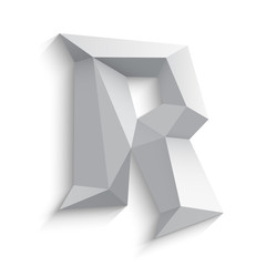 Vector illustration of 3d letter R on white background.