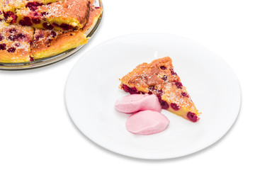 Cherry clafoutis and ice cream