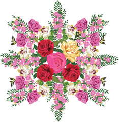 star decorated by pink roses