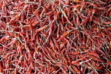 image of  dried red chillies as a textured food background.