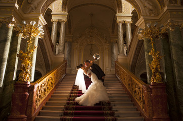 Newlyweds in the beautiful church.