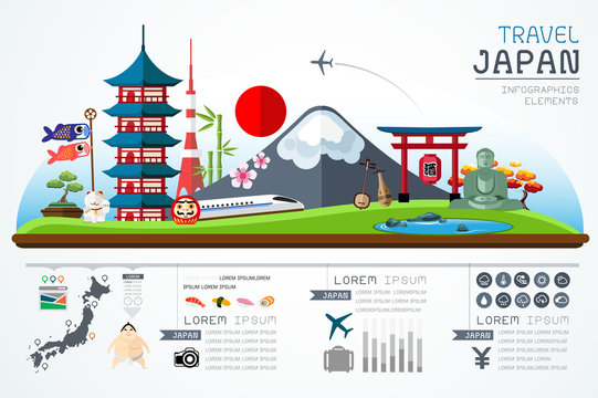 Info graphics travel and landmark japan template design. Concept Vector Illustration 