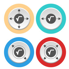 Four circular abstract colored icons and radix