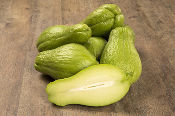 The chayote (Sechium edule) is a vegetable native to south ameri