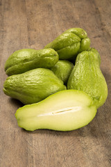 The chayote (Sechium edule) is a vegetable native to south ameri