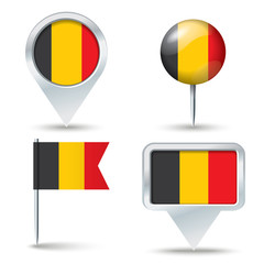 Fototapeta premium Map pins with flag of Belgium