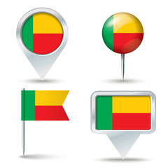 Map pins with flag of Benin