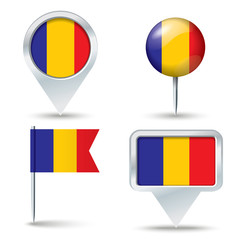 Fototapeta premium Map pins with flag of Chad