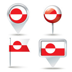 Map pins with flag of Greenland