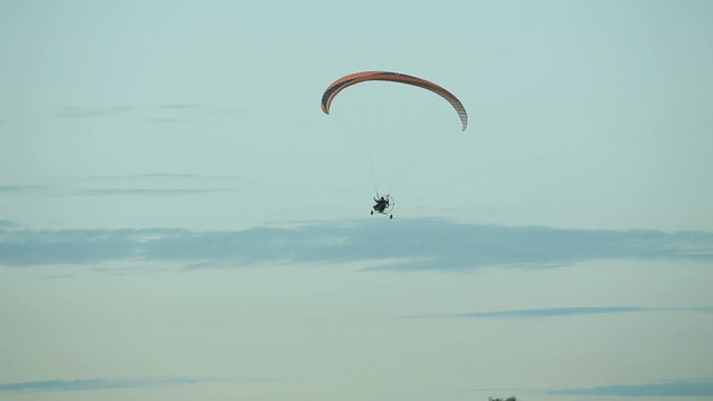 Paramotor flying in the air