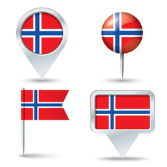 Map pins with flag of Jan Mayen