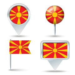 Map pins with flag of Macedonia