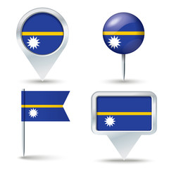 Map pins with flag of Nauru