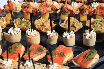 canapes on a table catering