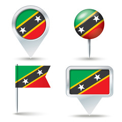 Map pins with flag of Saint Kitts and Nevis