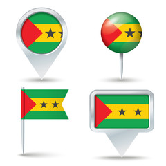 Map pins with flag of Sao Tome and Principe