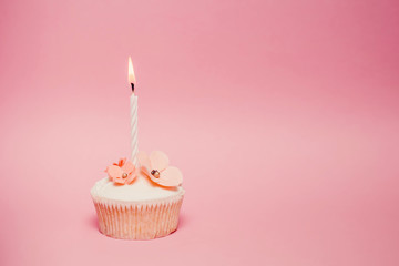Pink birthday cupcake