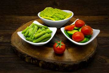 Vegetables on a dark wooden background