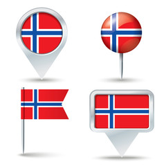 Map pins with flag of Svalbard