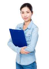 Woman hold with file board