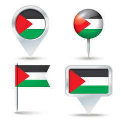 Map pins with flag of West Bank